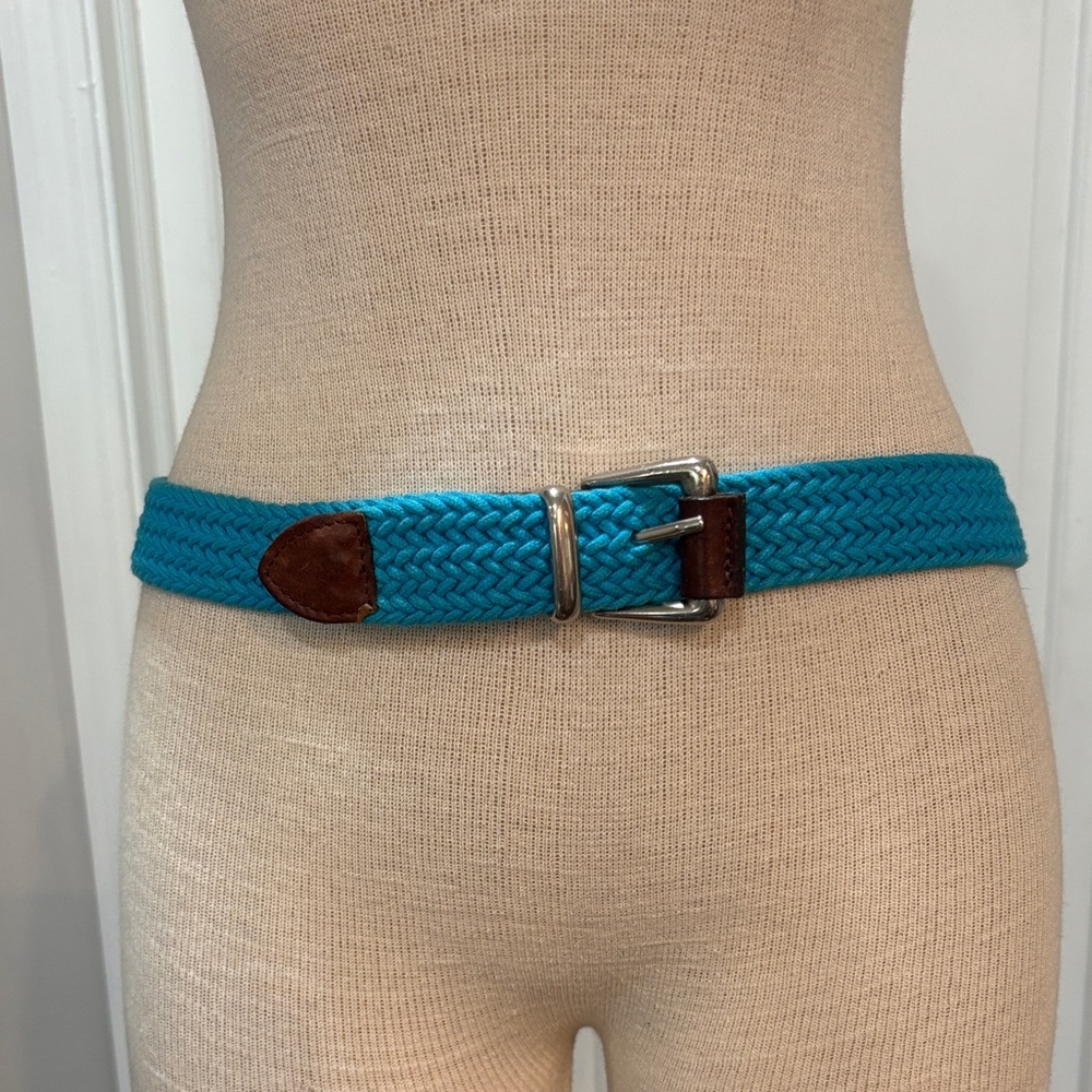 The Limited sz M/L turquoise woven cloth and leather belt